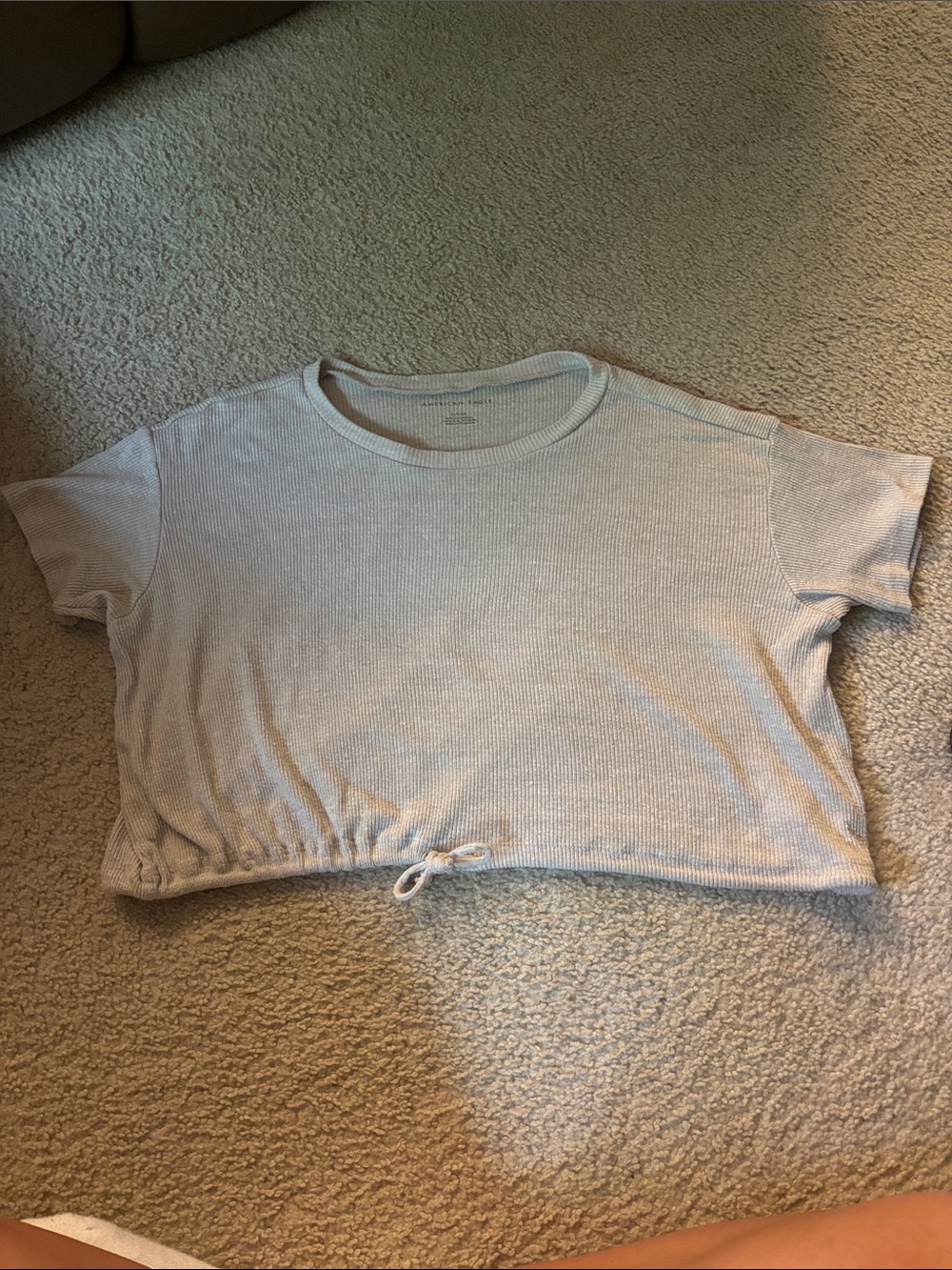 American Eagle Outfitters Light Blue Cropped Knit Tee